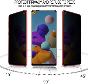 Скрийн протектор от закалено стъкло DIAMOND PRIVACY ANTI-SPY 5D FULL SCREEN Full Glue за Samsung Galaxy A21s A217F  с черен кант 